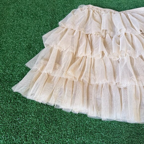 365 Kids A-Line Elastic Waist Multi-Tier Mesh Lined Beige Skirt Girl Size 10 NWT - Picture 4 of 10